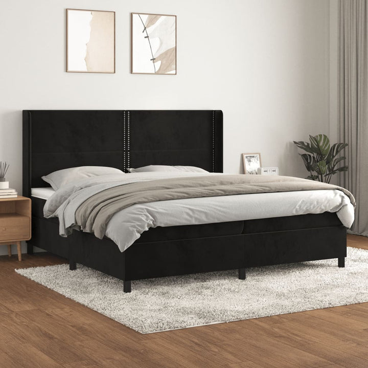 kontinentalseng med madras 200x200 cm fløjl sort