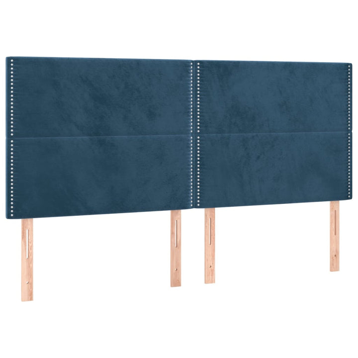 kontinentalseng med madras 200x200 cm fløjl mørkeblå