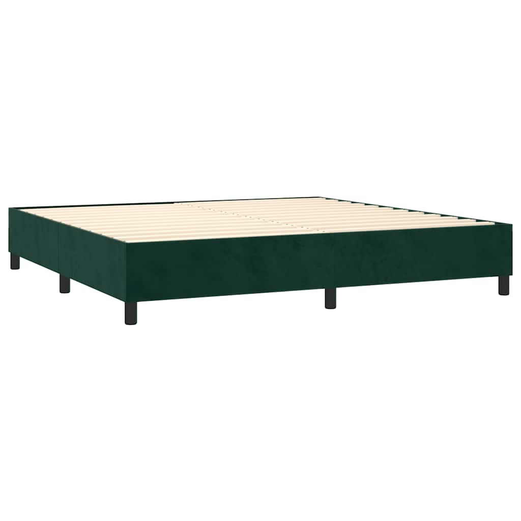 kontinentalseng med madras 200x200 cm fløjl mørkegrøn