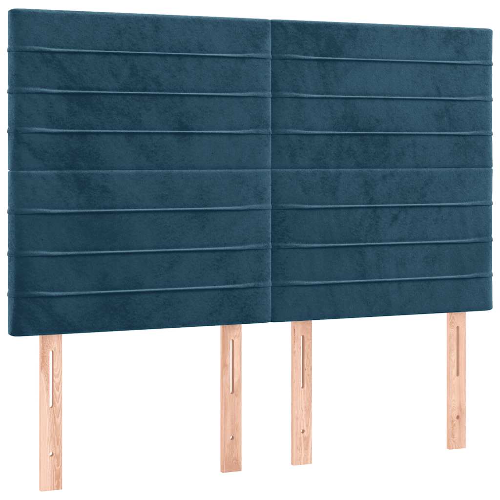 kontinentalseng med madras 140x190 cm fløjl mørkeblå