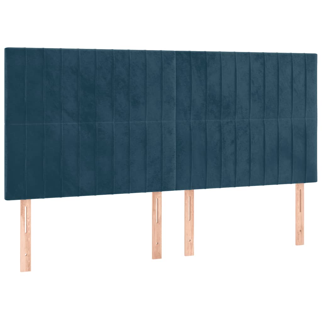 kontinentalseng med madras 160x200 cm fløjl mørkeblå