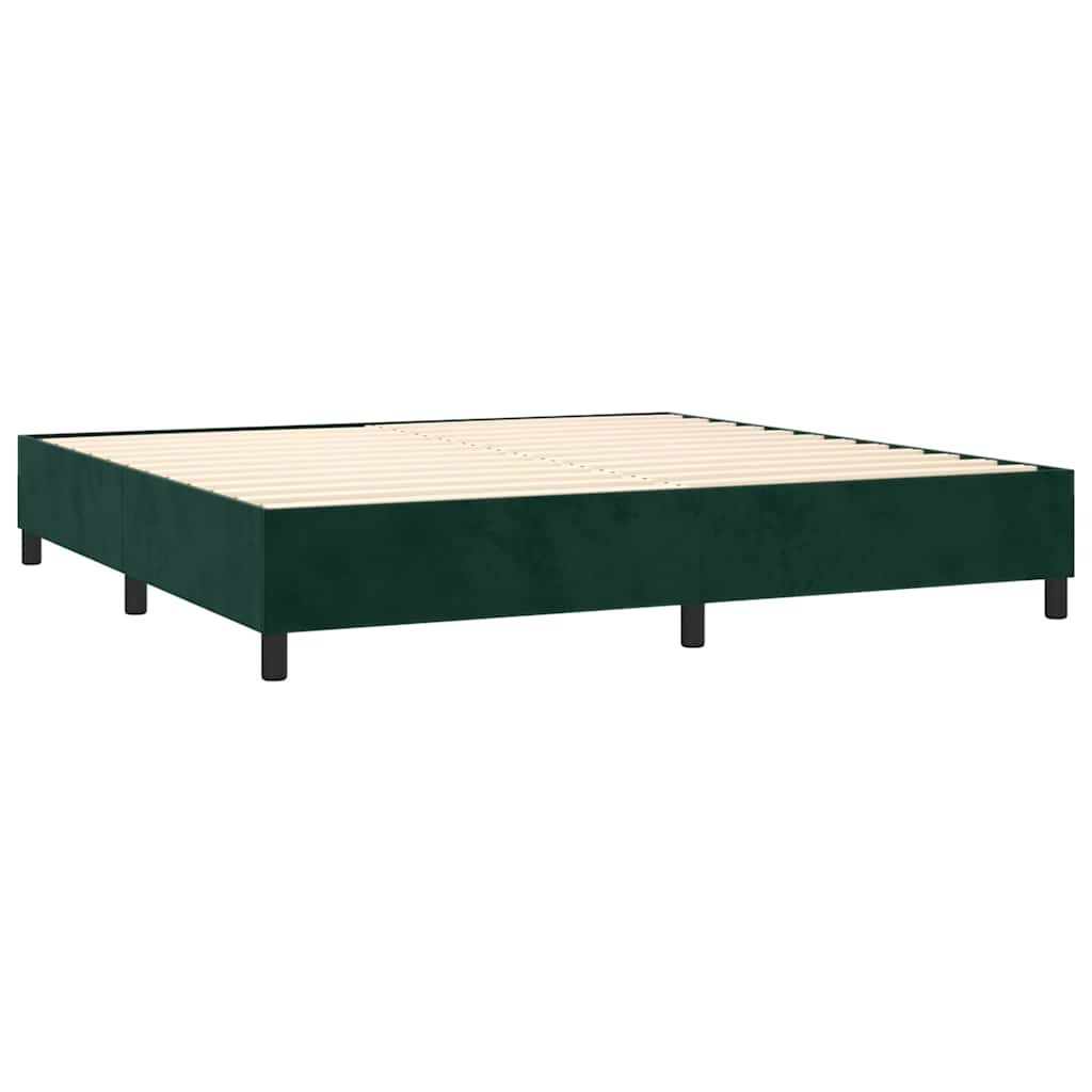 kontinentalseng med madras 200x200 cm fløjl mørkegrøn