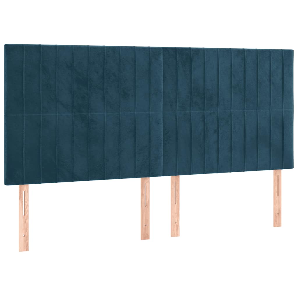 kontinentalseng med madras 200x200 cm fløjl mørkeblå