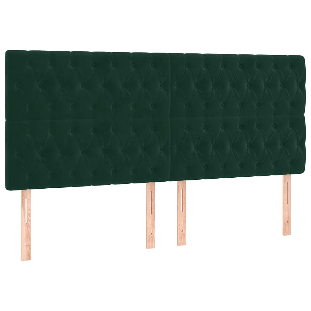 kontinentalseng med madras 200x200 cm fløjl mørkegrøn