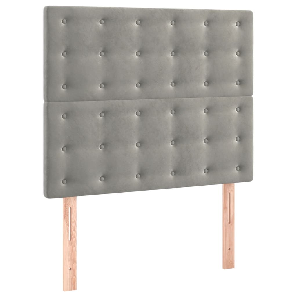 kontinentalseng med madras 90x200cm fløjl lysegrå