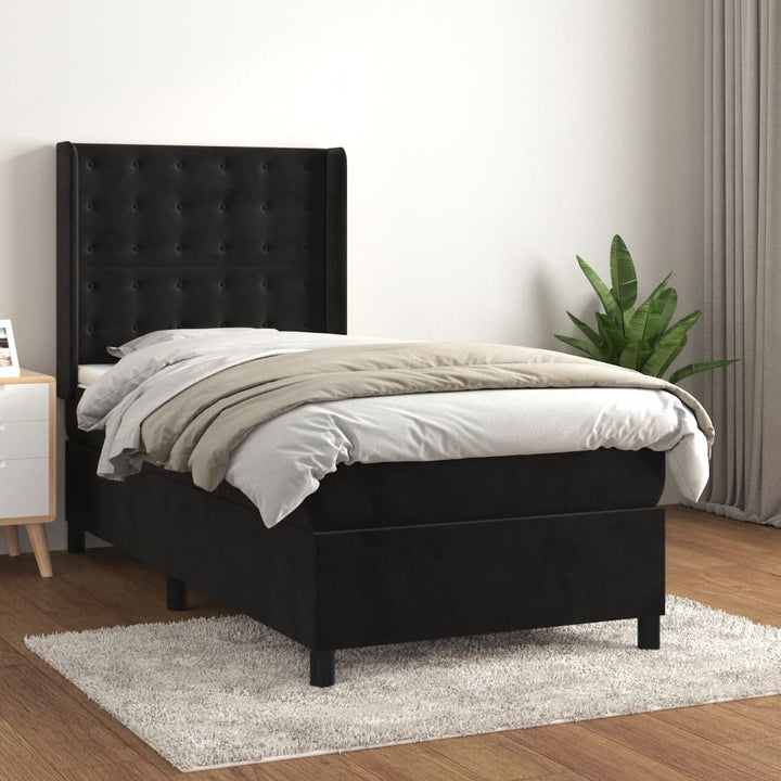 kontinentalseng med madras 100x200 cm fløjl sort