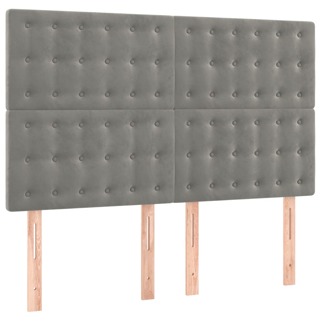 kontinentalseng med madras 140x190 fløjl lysegrå