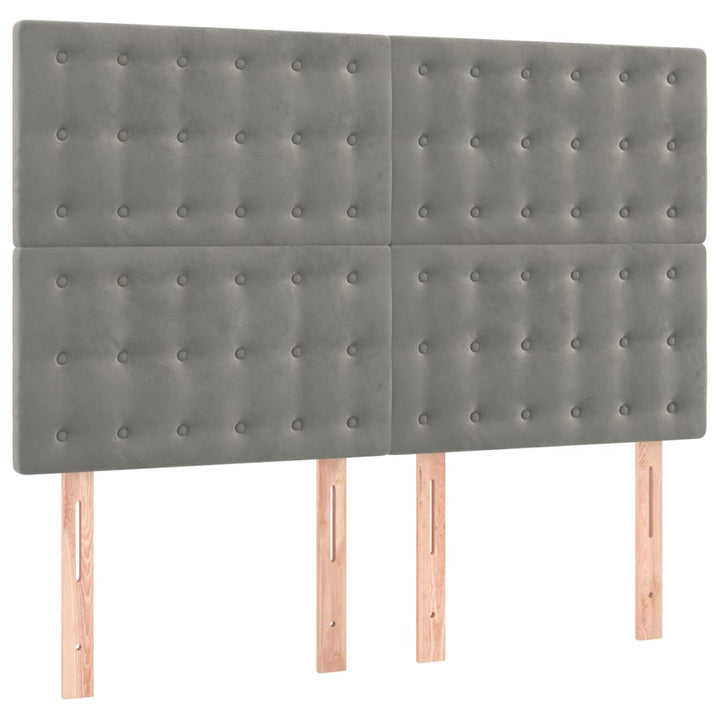 kontinentalseng med madras 140x190 fløjl lysegrå