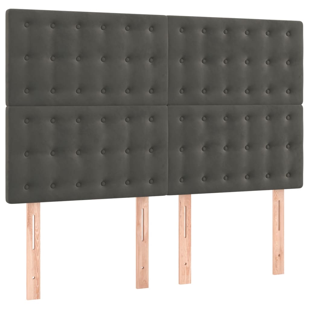 kontinentalseng med madras 140x190 cm fløjl mørkegrå