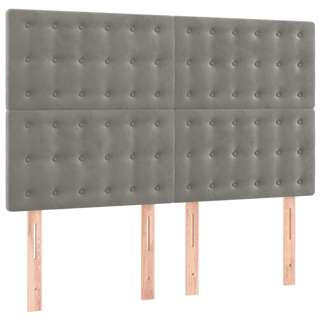 kontinentalseng med madras 140x200 cm fløjl lysegrå