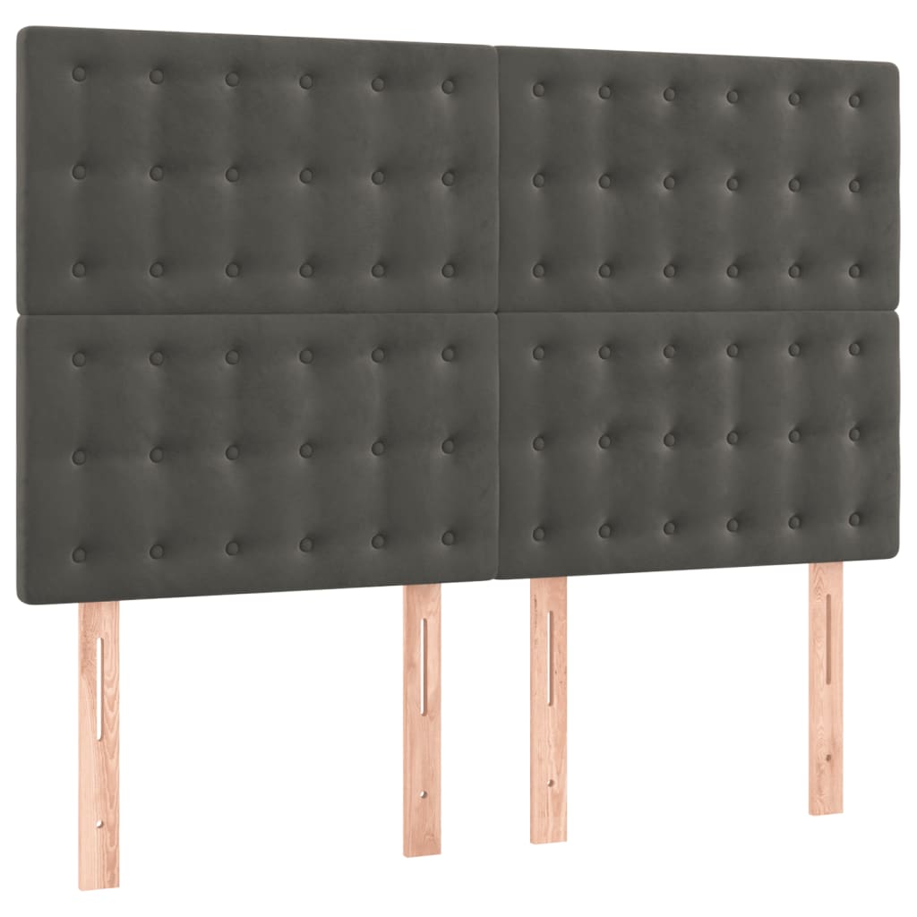 kontinentalseng med madras 140x200 cm fløjl mørkegrå