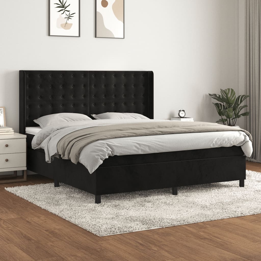kontinentalseng med madras 160x200 cm fløjl sort