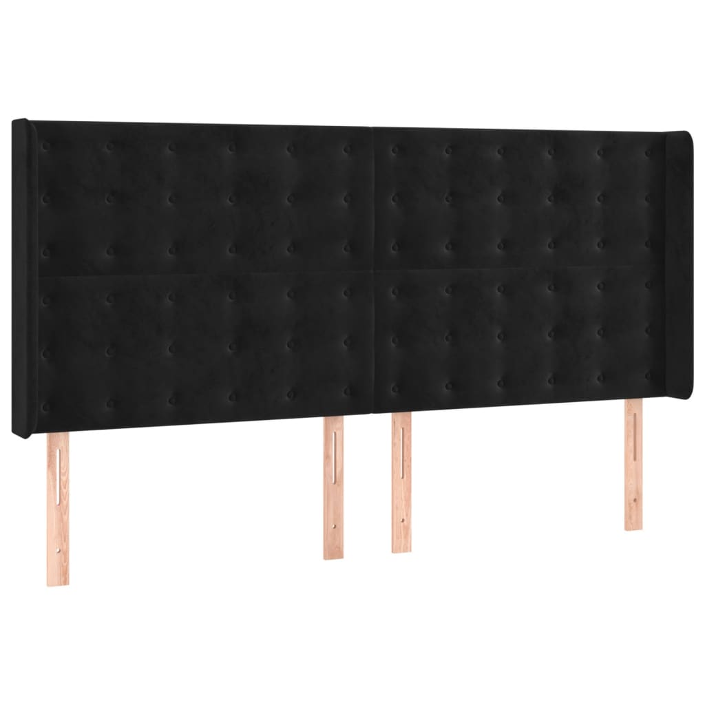 kontinentalseng med madras 200x200 cm fløjl sort