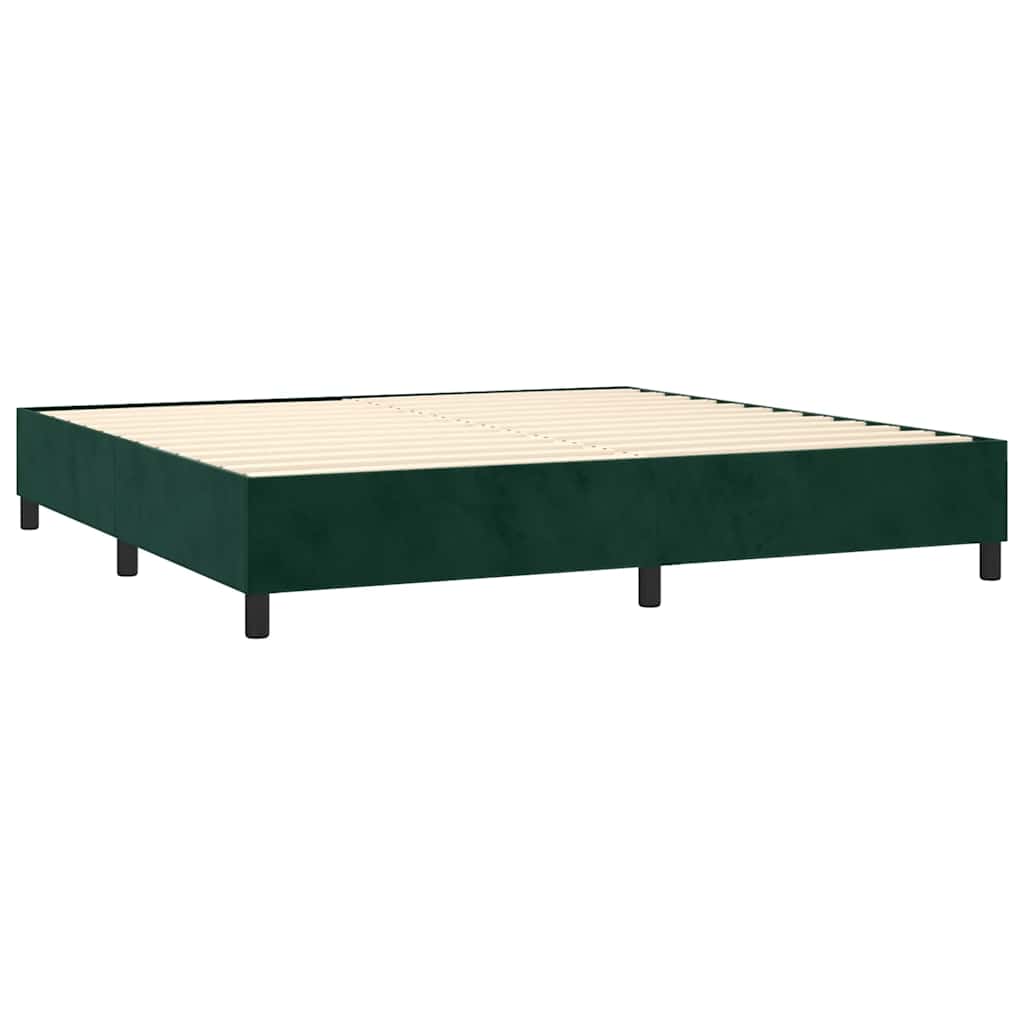 kontinentalseng med madras 200x200 cm fløjl mørkegrøn