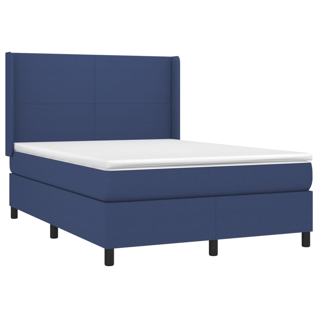 kontinentalseng med LED-lys 140x190 cm stof blå