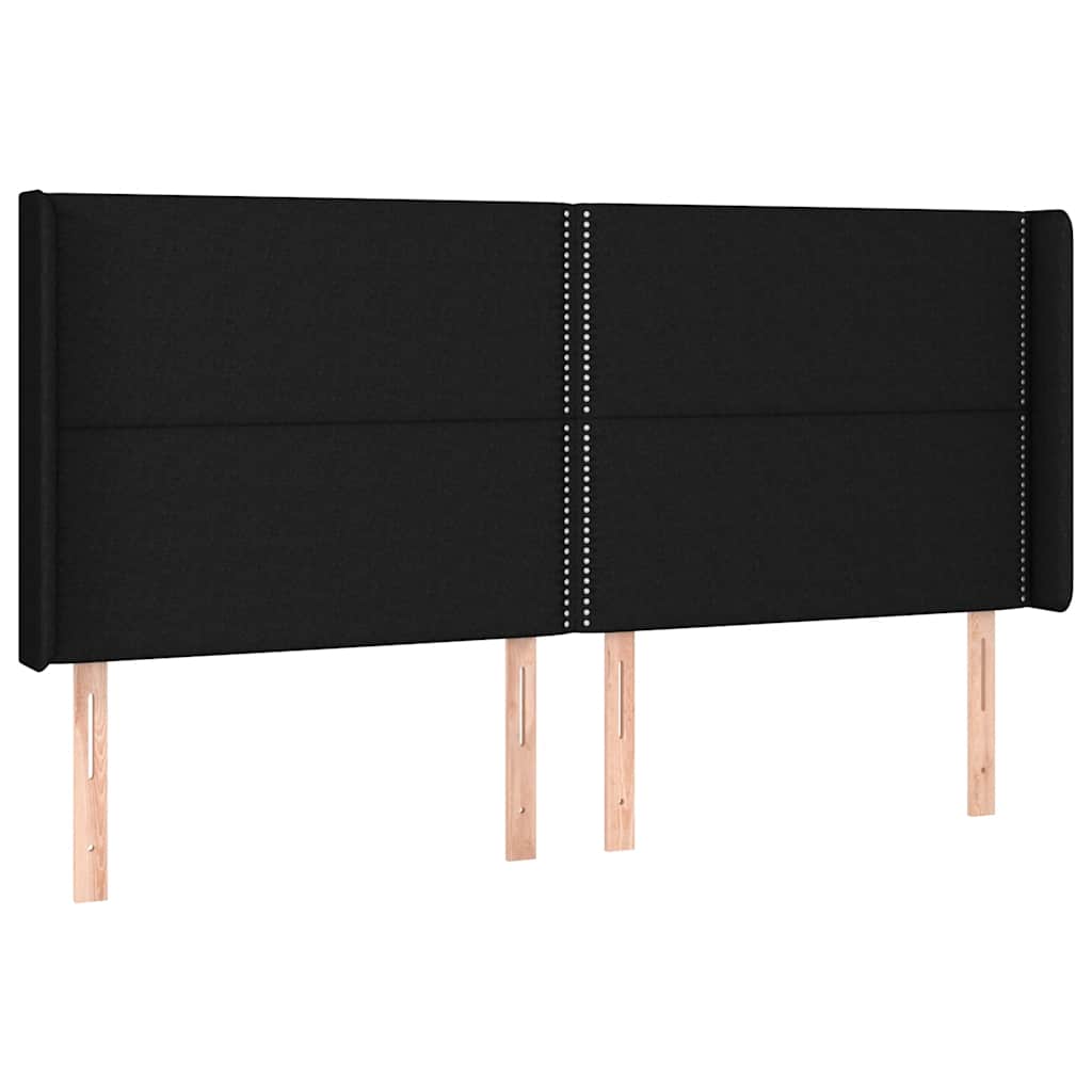 kontinentalseng med LED-lys 180x200 cm stof sort