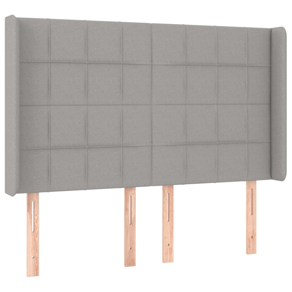 kontinentalseng med LED-lys 140x190 cm stof lysegrå