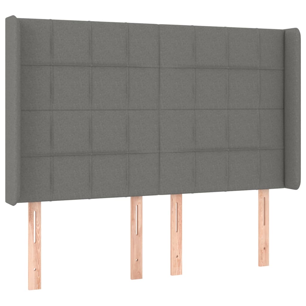 kontinentalseng med LED-lys 140x190 cm stof mørkegrå