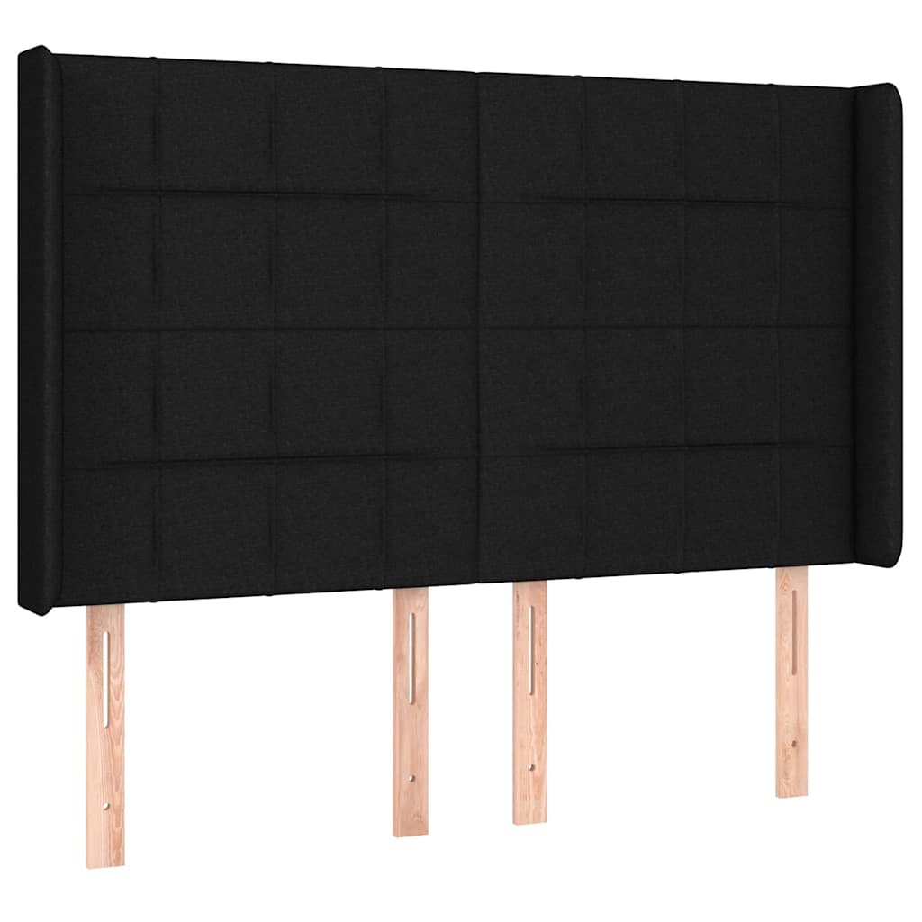 kontinentalseng med LED-lys 140x200 cm stof sort