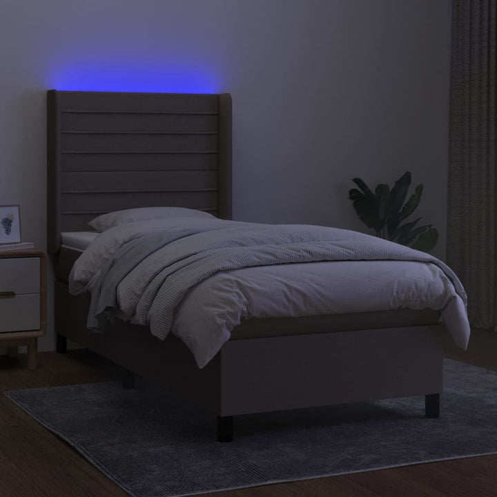 kontinentalseng med LED-lys 80x200 cm stof gråbrun