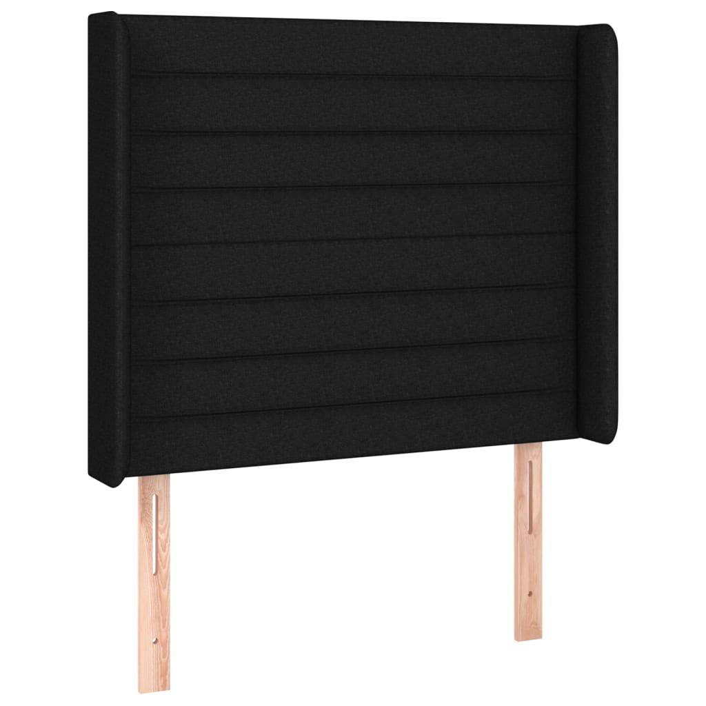 kontinentalseng med LED-lys 90x190 cm stof sort