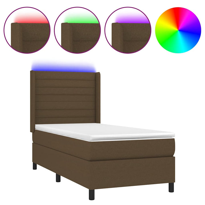 LED Box Spring Bed med hovedgærde Stof