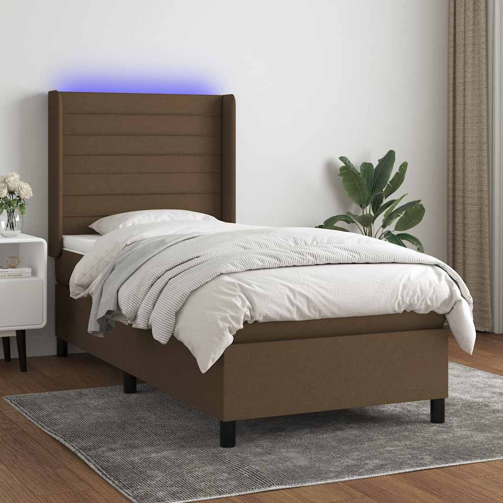 LED Box Spring Bed med hovedgærde Stof