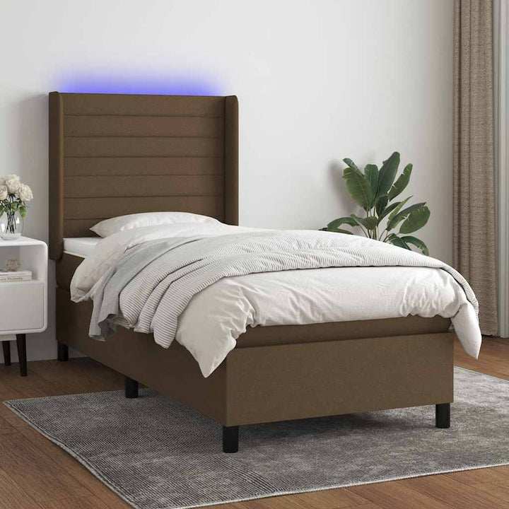 LED Box Spring Bed med hovedgærde Stof