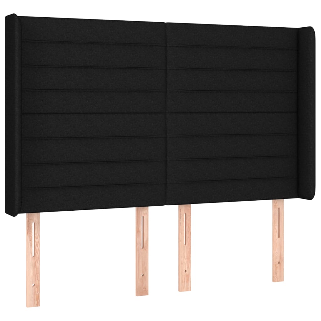 kontinentalseng med LED-lys 140x190 cm stof sort