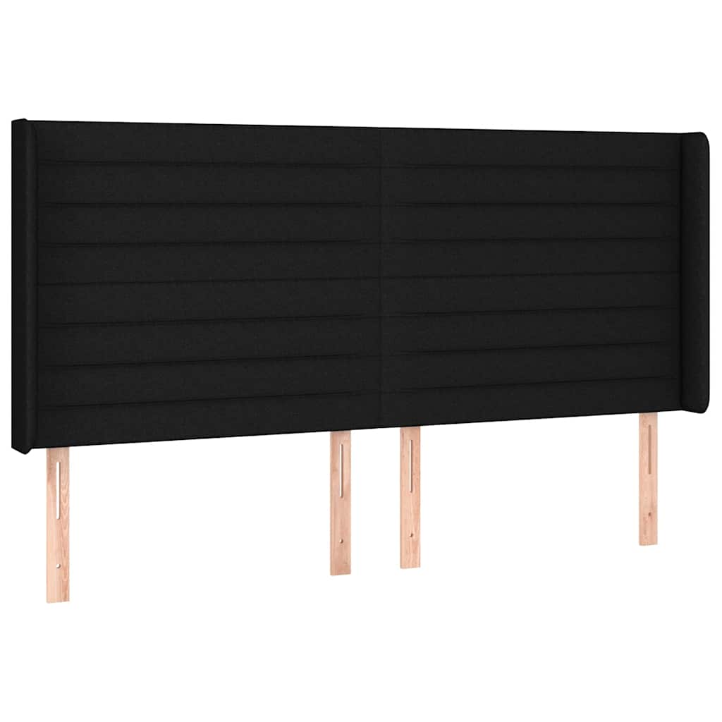 kontinentalseng med LED-lys 160x200 cm stof sort