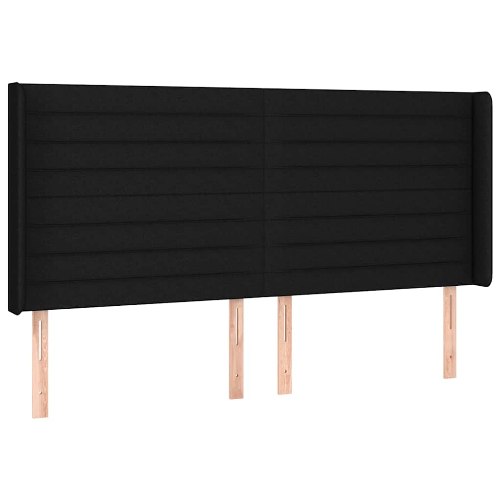 kontinentalseng med LED-lys 180x200 cm stof sort