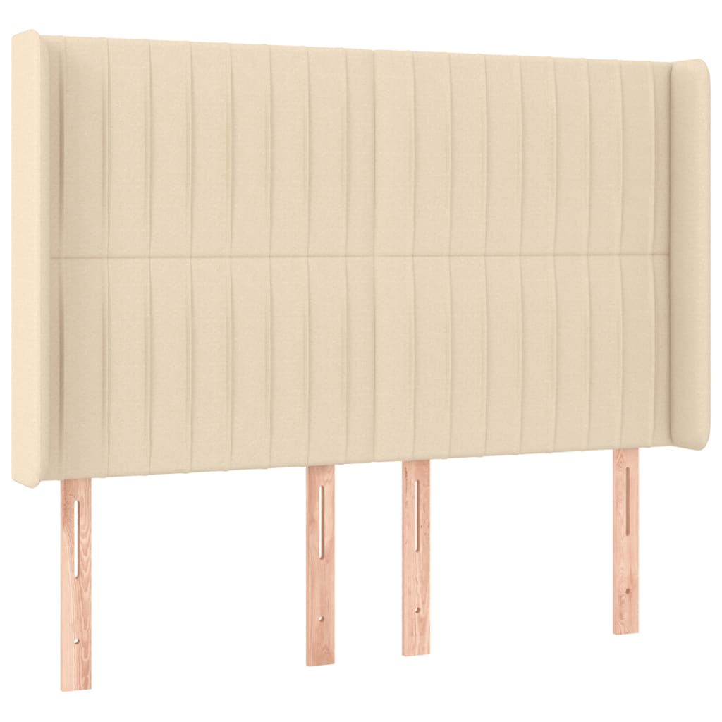 kontinentalseng med LED-lys 140x190 cm stof cremefarvet