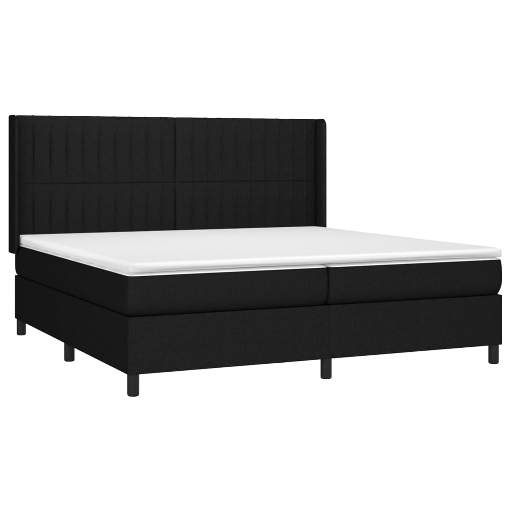 kontinentalseng med LED-lys 200x200 cm stof sort