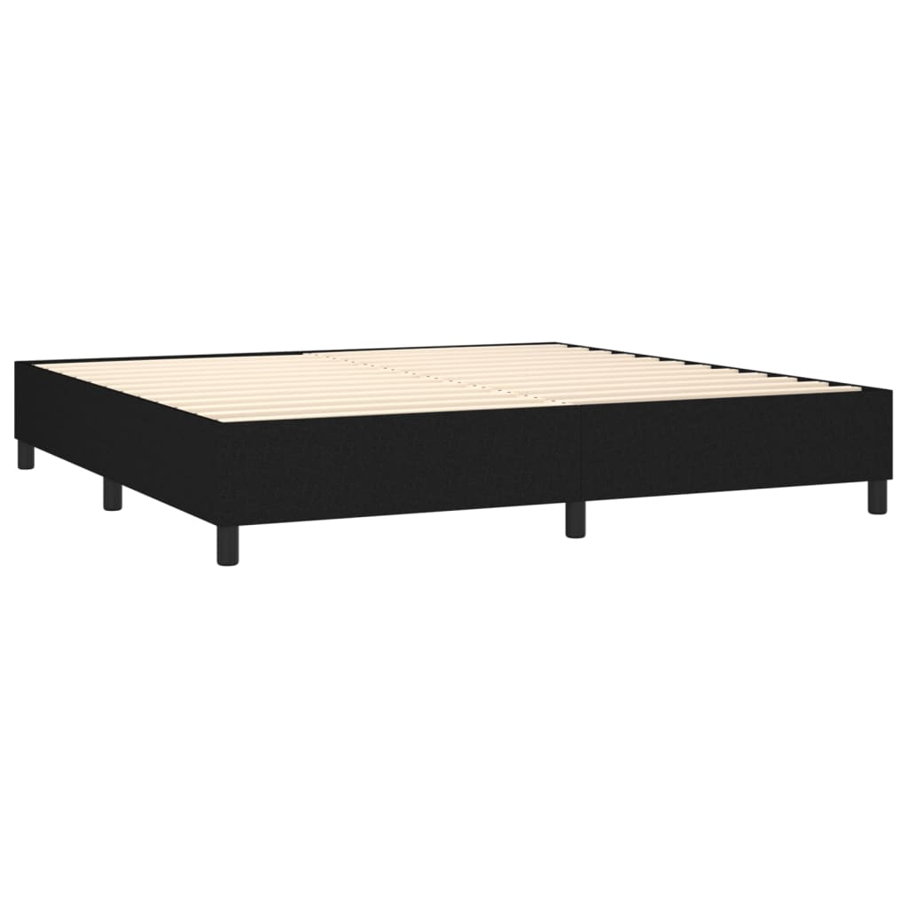 kontinentalseng med LED-lys 200x200 cm stof sort