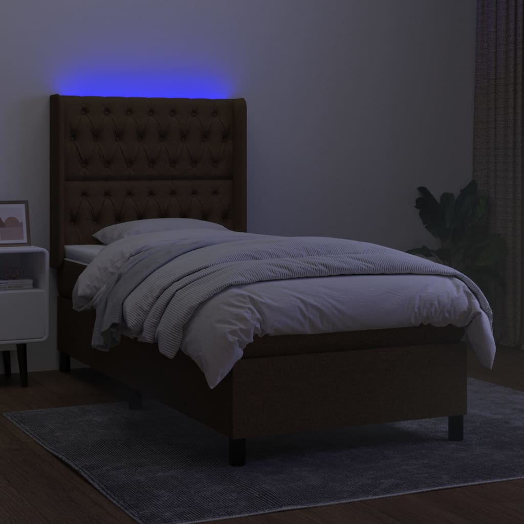 LED Box Spring Bed med hovedgærde Stof