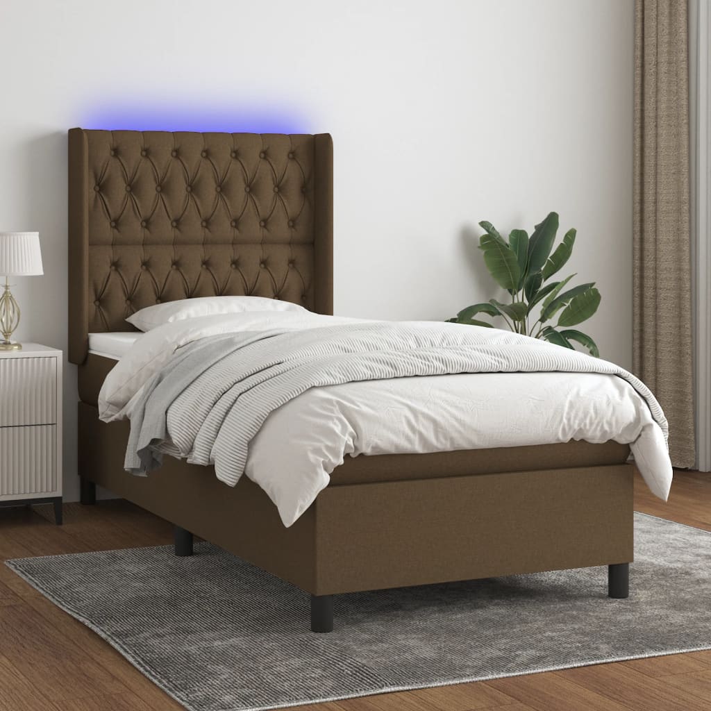 LED Box Spring Bed med hovedgærde Stof