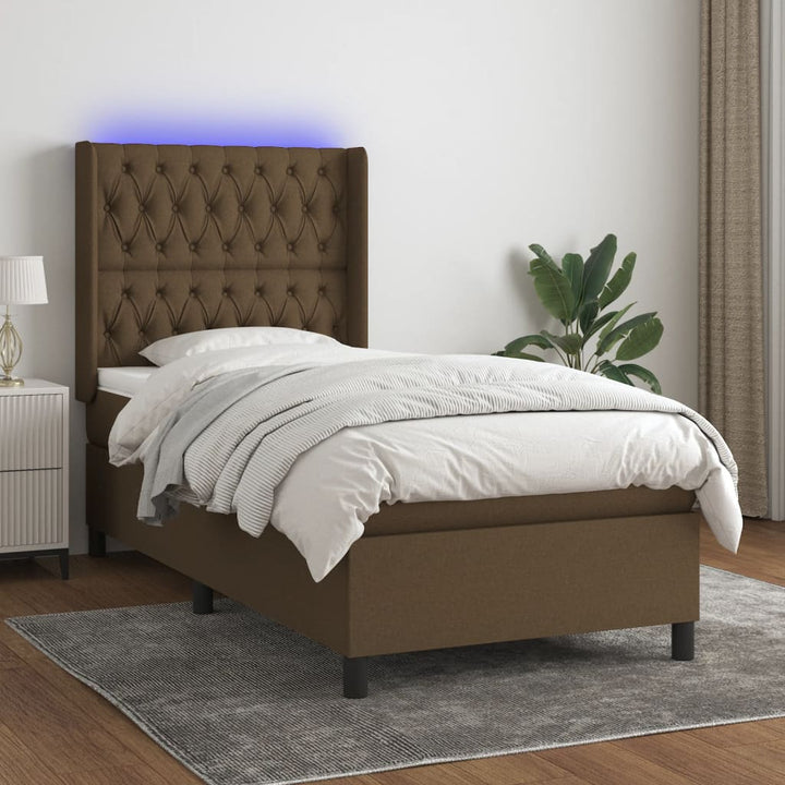 LED Box Spring Bed med hovedgærde Stof