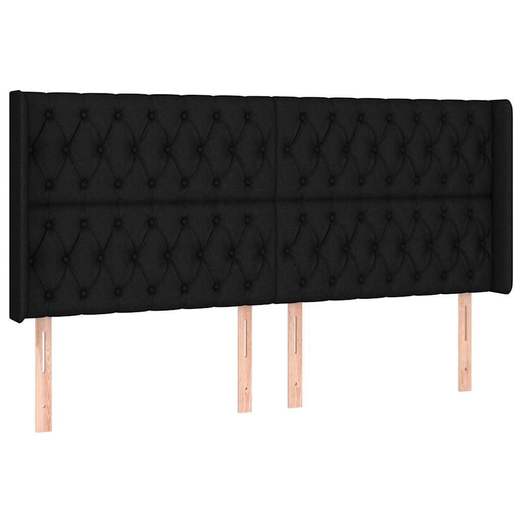 kontinentalseng med LED-lys 180x200 cm stof sort