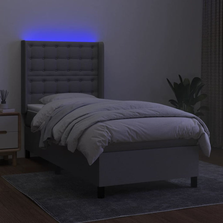 kontinentalseng med LED-lys 80x200 cm stof lysegrå