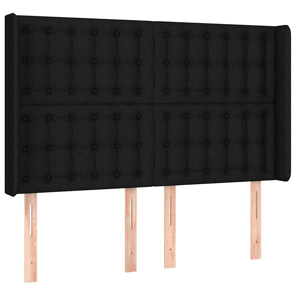 kontinentalseng med LED-lys 140x200 cm stof sort