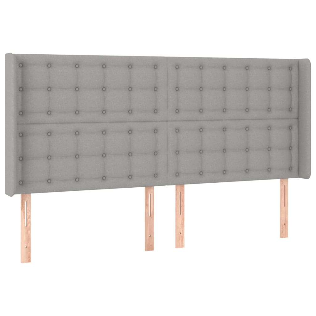 kontinentalseng med LED-lys 180x200 cm stof lysegrå