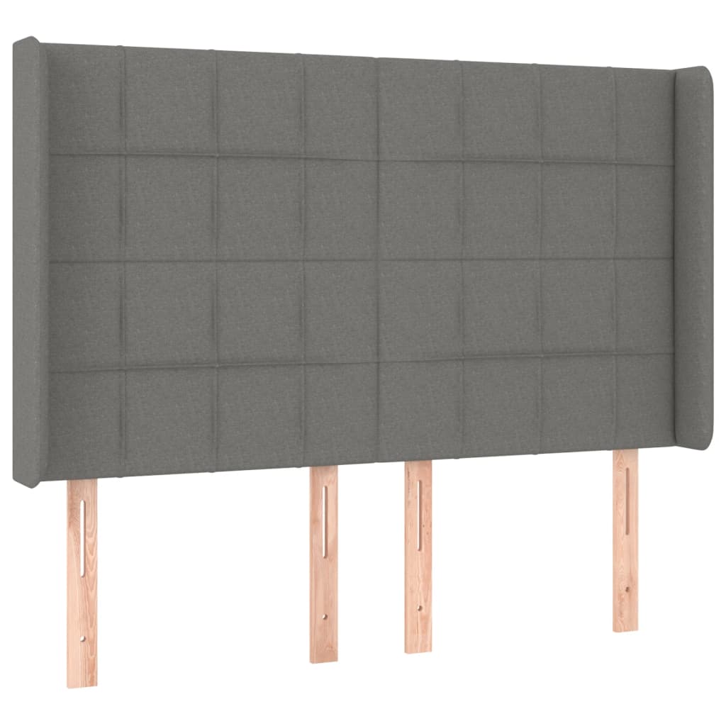 kontinentalseng med LED-lys 140x190 cm stof mørkegrå