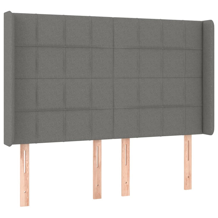 kontinentalseng med LED-lys 140x190 cm stof mørkegrå
