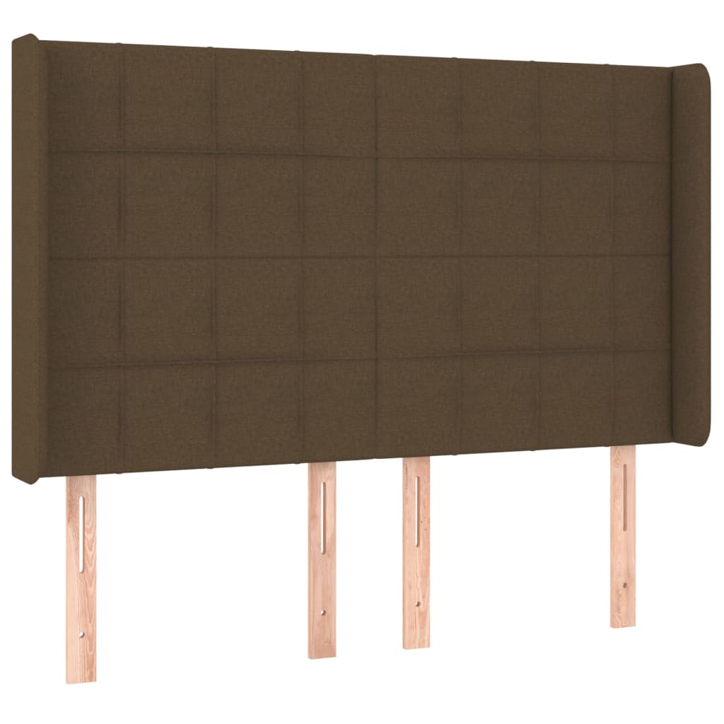 kontinentalseng med LED-lys 140x190 cm stof mørkebrun