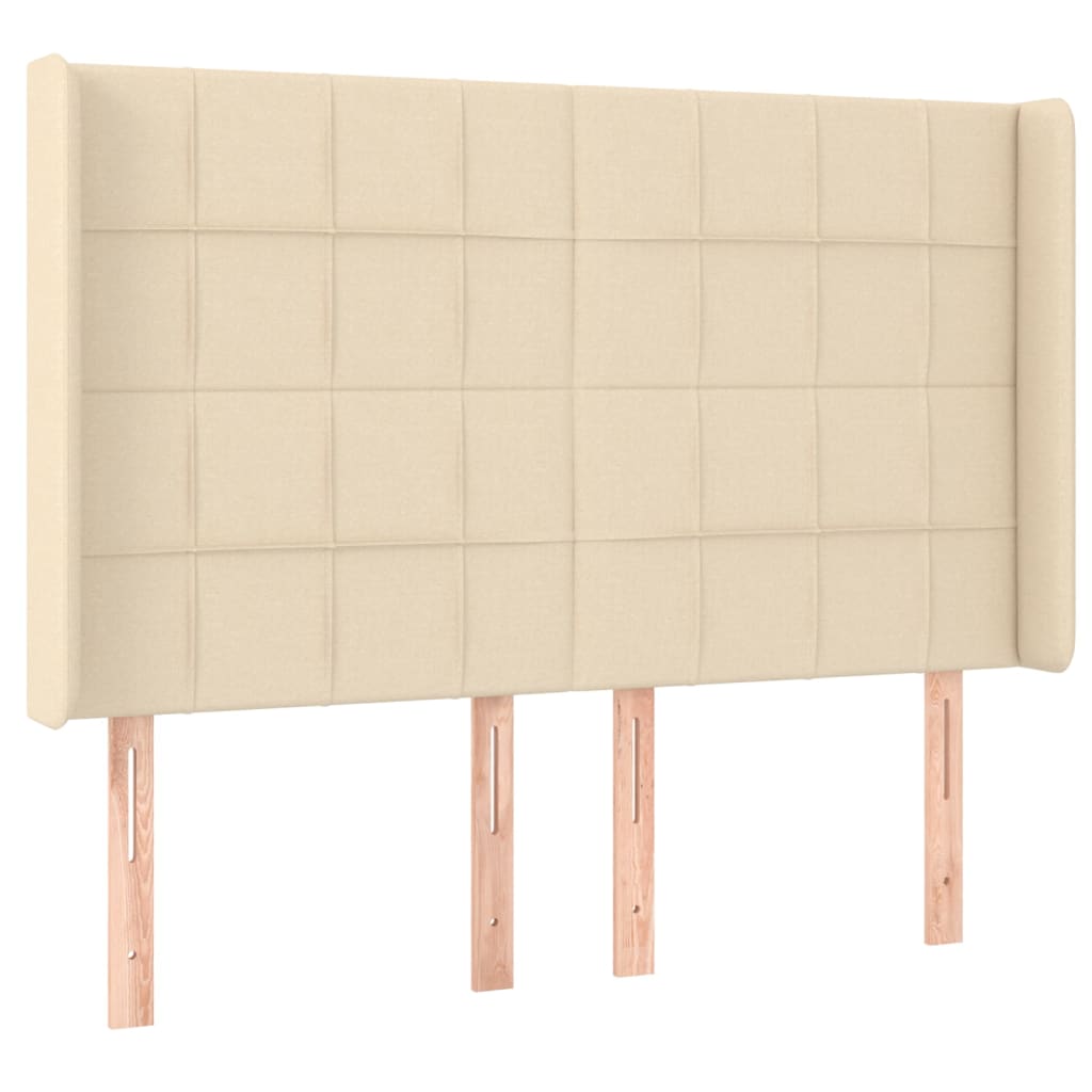 kontinentalseng med LED-lys 140x190 cm stof cremefarvet