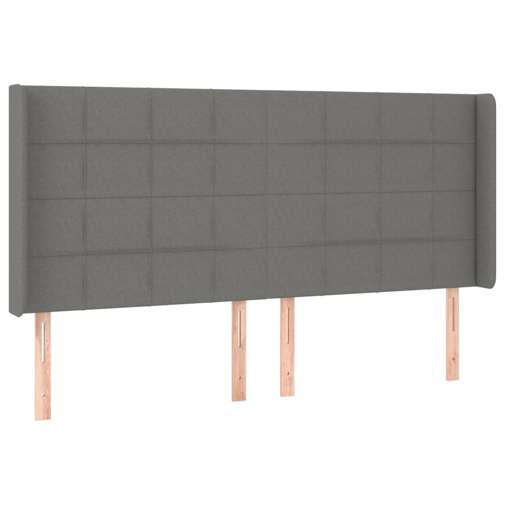 kontinentalseng med LED-lys 160x200 cm stof mørkegrå