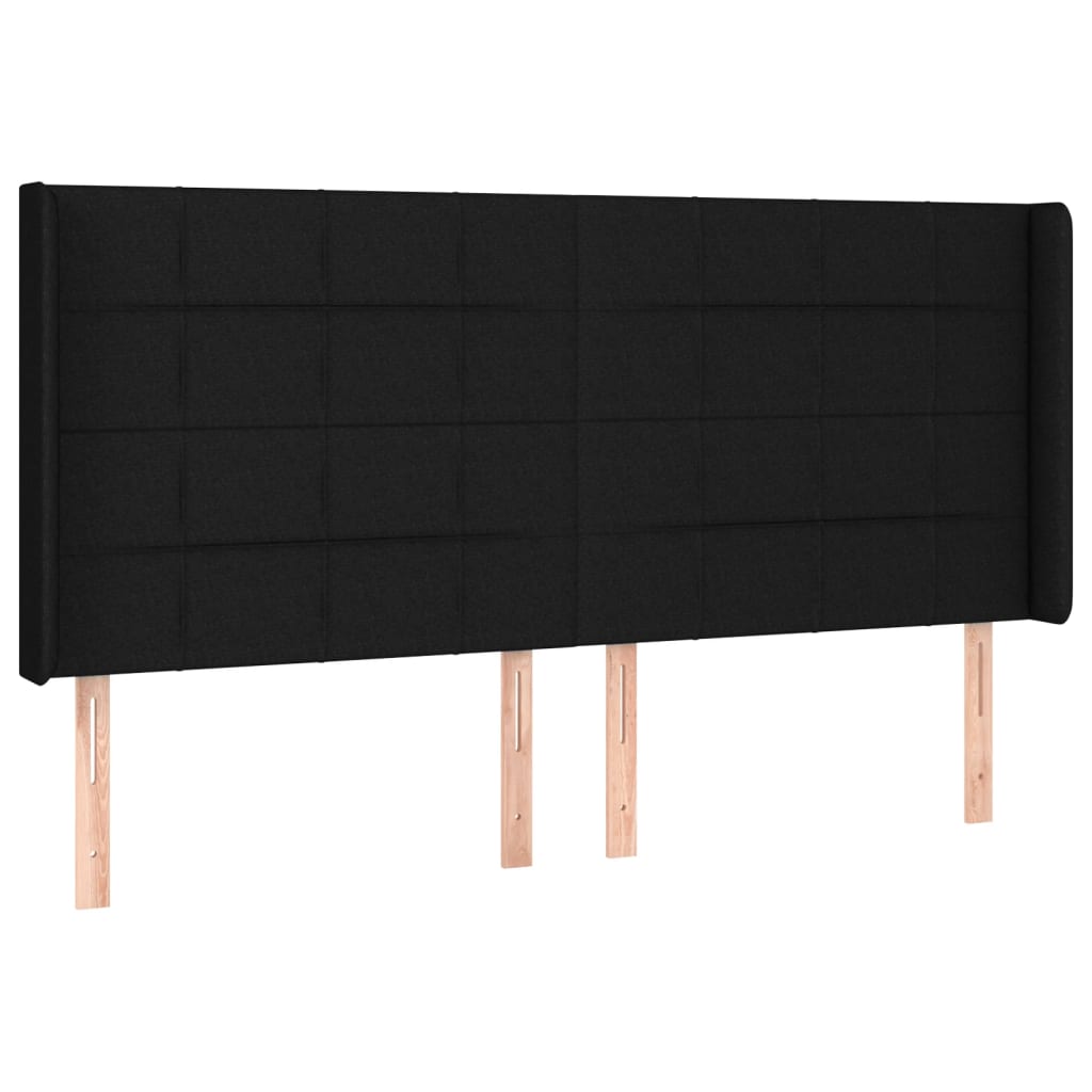 kontinentalseng med LED-lys 160x200 cm stof sort