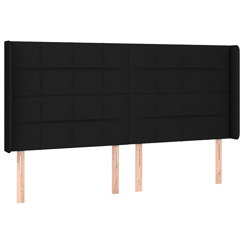 kontinentalseng med LED-lys 180x200 cm stof sort