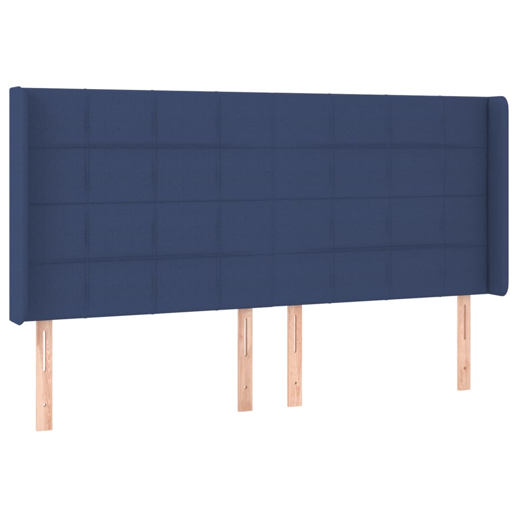 kontinentalseng med LED-lys 200x200 cm stof blå