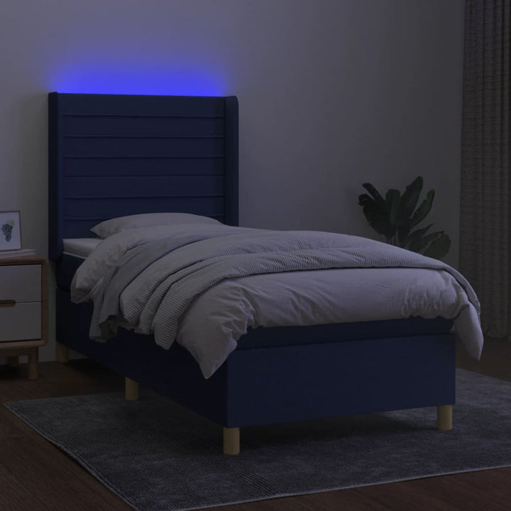 kontinentalseng med LED-lys 80x200 cm stof blå